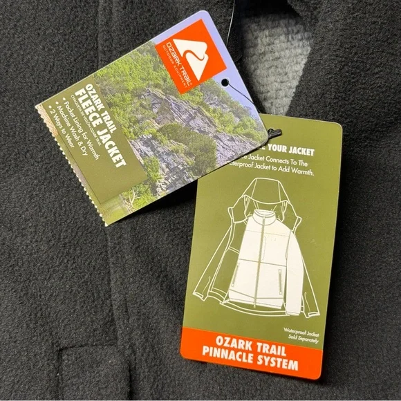 Ozark Trail Men's SMALL Polar Fleece Jacket BLACK Zip Front Mock Neck New - Picture 8 of 11